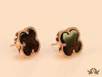 Rose gold and black clover studs