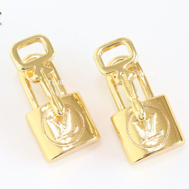 Alphabet L & V lock and key small earrings