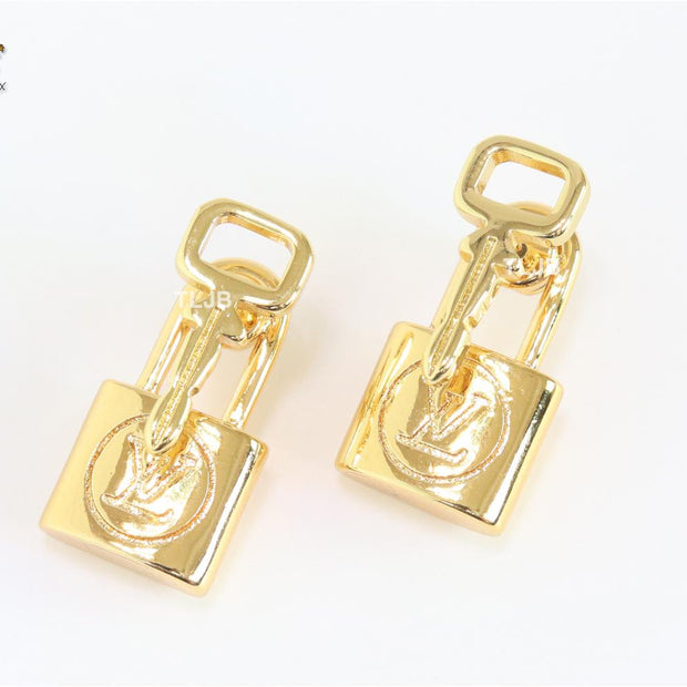 Alphabet L & V lock and key small earrings