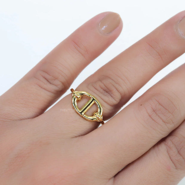 Gold finish alphabet open ring