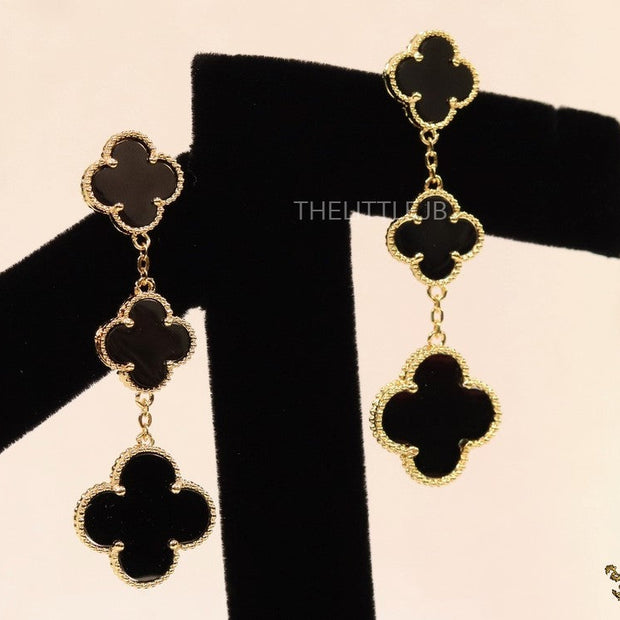 Golden and black clover dangles