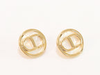 Gold Round Alphabet C & D earrings