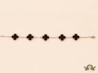 Rose gold plated chain bracelet with black clover
