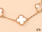 Rose gold plated chain bracelet with mother of pearl clover