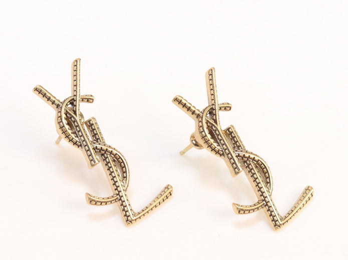 Rustic alphabet studs -  Y S L