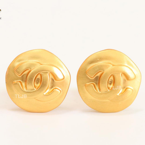 Double C gold clip on studs- big