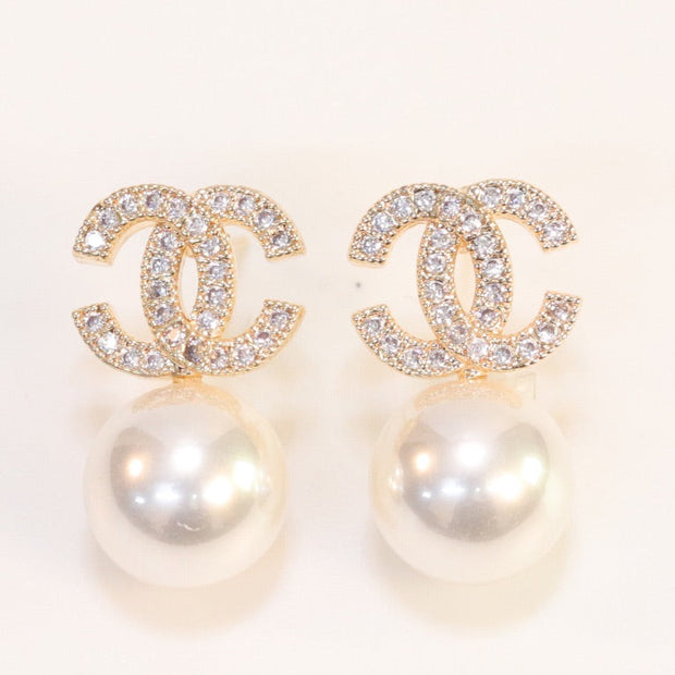 Double C cz pearl drops