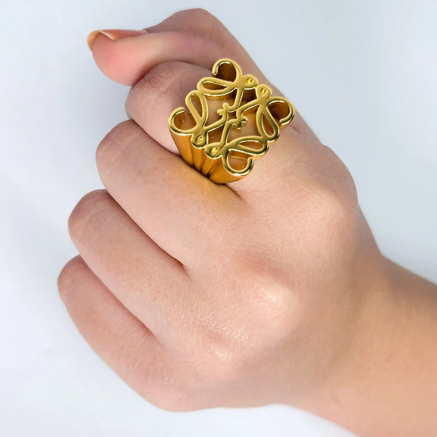 Gold Filigree Statement Ring