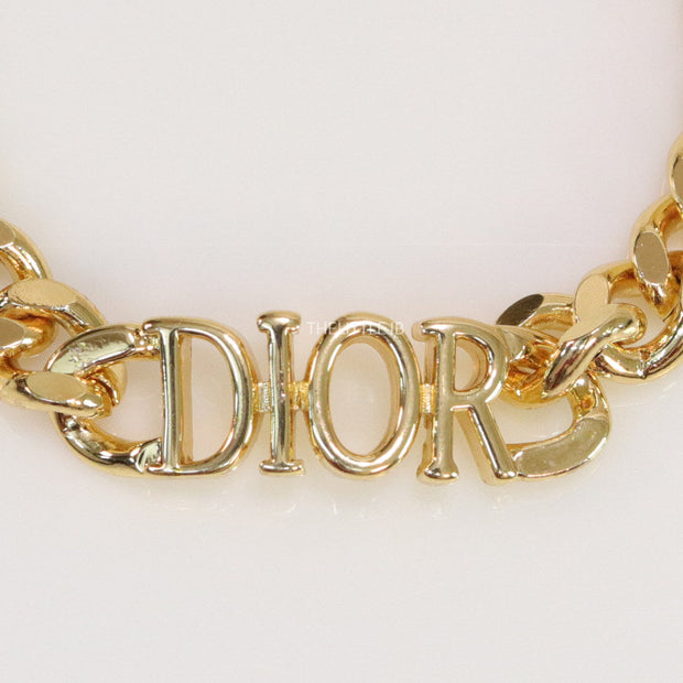 Gold plated link chain necklace with alphabets