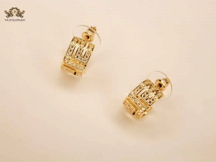 Medusa mesh motif small diamond hoops