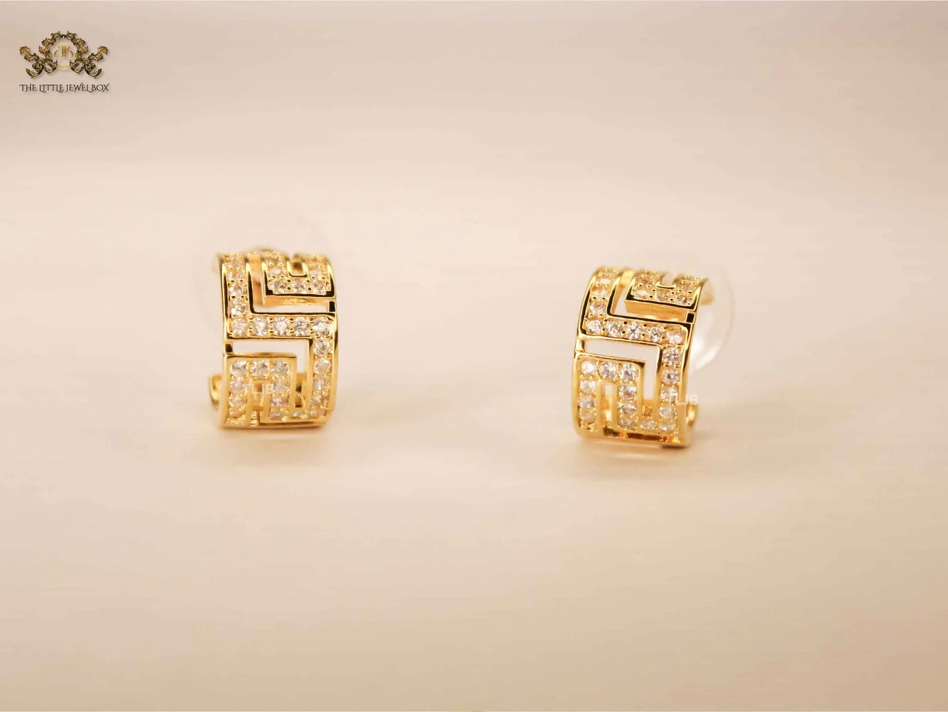 Medusa mesh motif small diamond hoops