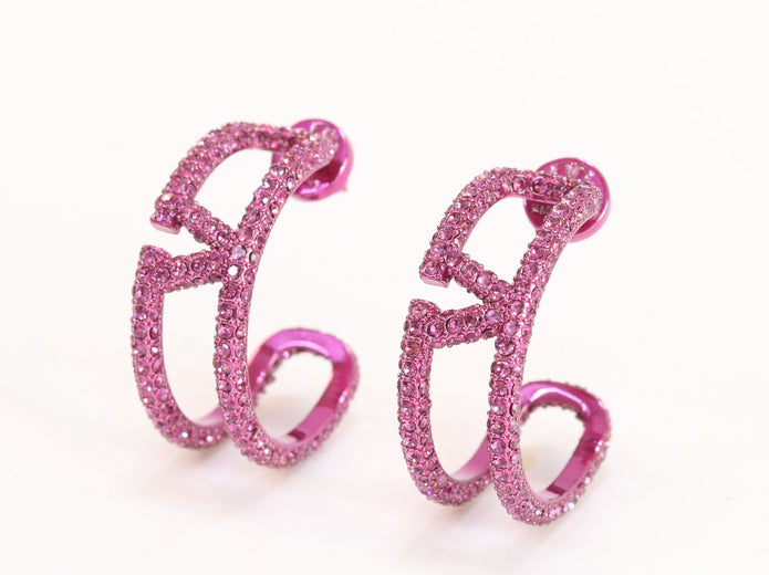 Pink curved open alphabet V hoops