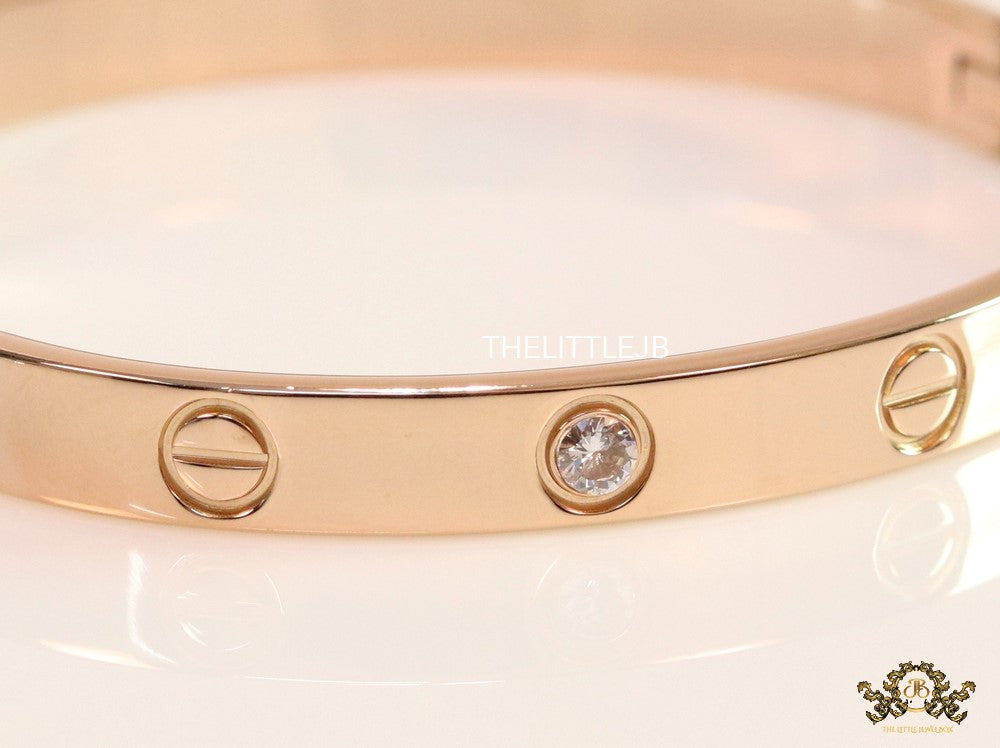 Men's Rose gold Screw and diamond oval shaped openable bracelets