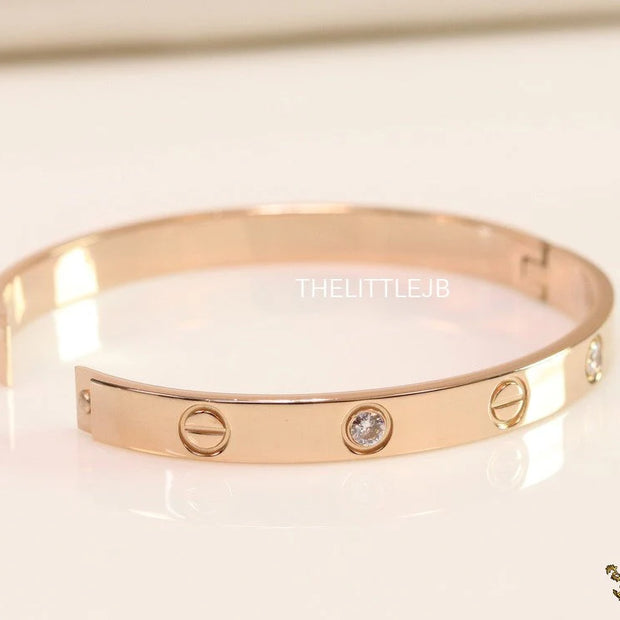 Men's Rose gold Screw and diamond oval shaped openable bracelets