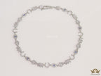 Choker style necklace with charms in platinum finish