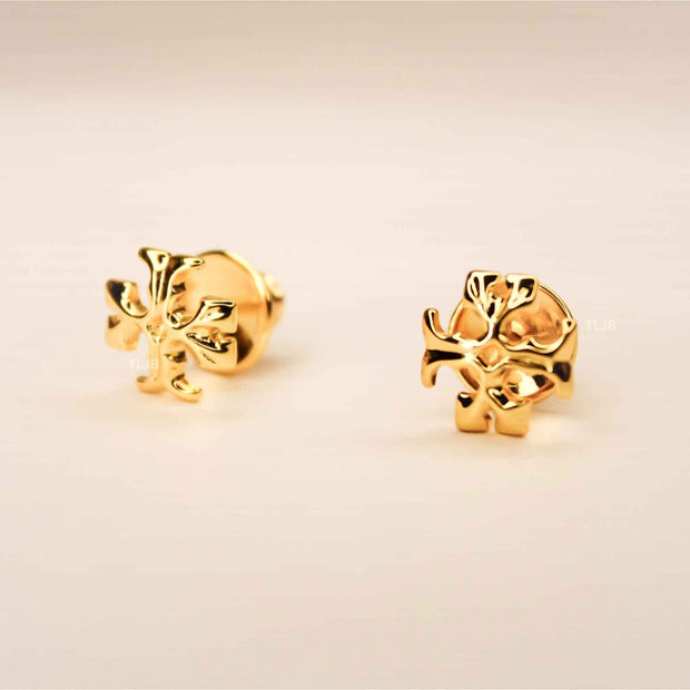 Alphabet T small gold studs