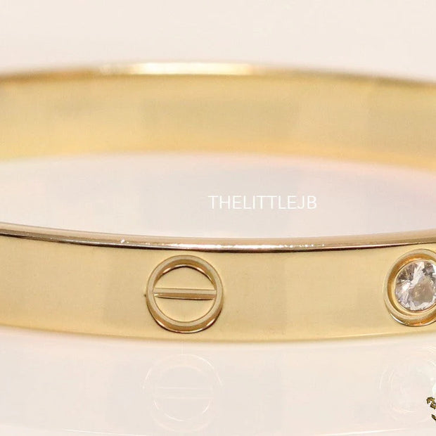 Men's gold Screw and diamond oval shaped openable bracelets