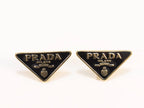 Alphabet P Black & gold enamel studs