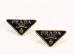 Alphabet P Black & gold enamel studs