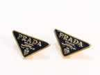 Alphabet P Black & gold enamel studs