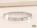 Men's platinum Screw and diamond oval shaped openable bracelets