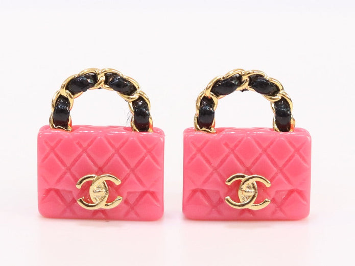 Black and pink Double C purse earrings