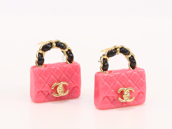 Black and pink Double C purse earrings