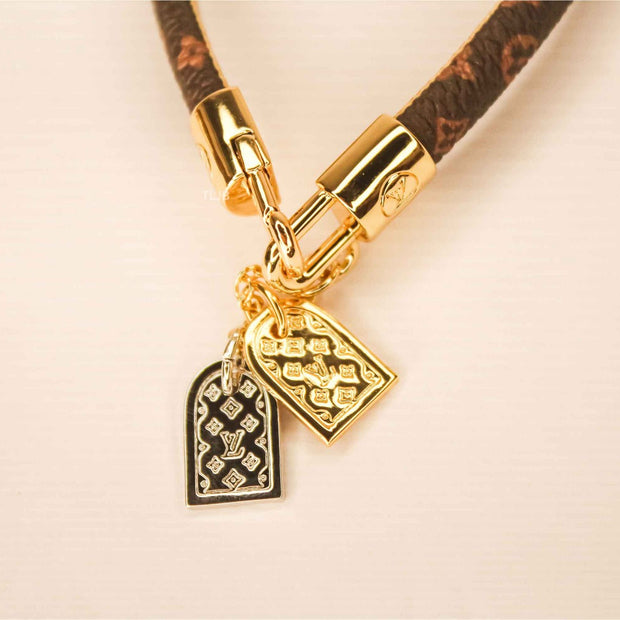 Alphabet L&V combo charm monogram leather bracelet