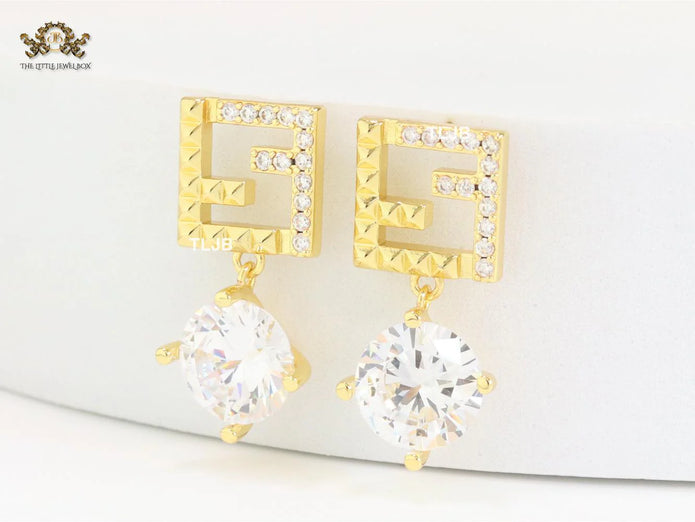 Double F small earrings with cz
