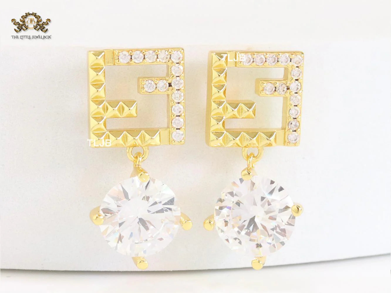 Double F small earrings with cz