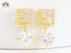 Double F small earrings with cz