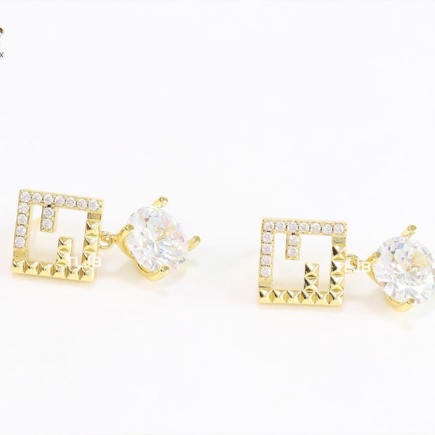 Double F small earrings with cz