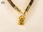 Alphabet L&V golden bag charm monogram leather bracelet