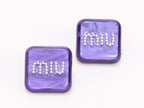 Purple enamel and pearl earrings