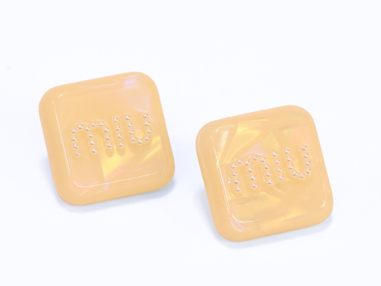 Yellow enamel and pearl earrings