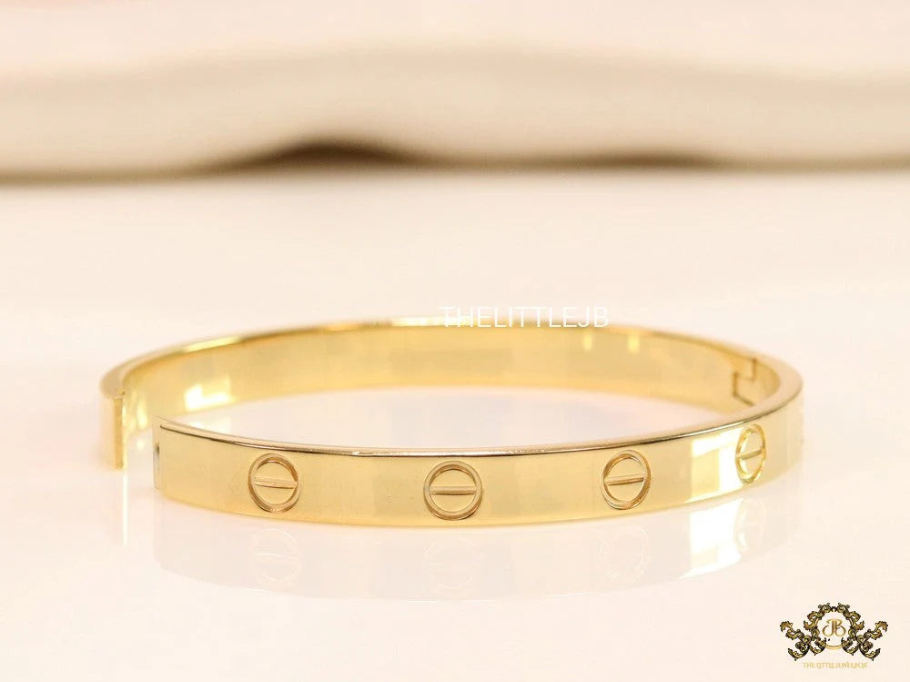 Men's gold all screws oval shaped openable bracelets