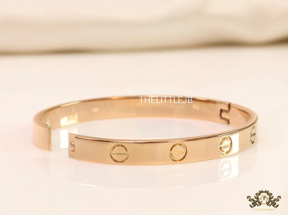 Men's rosegold all screws oval shaped openable bracelets