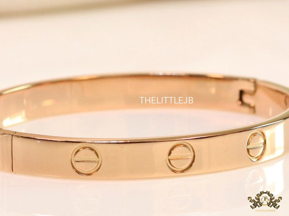 Men's rosegold all screws oval shaped openable bracelets