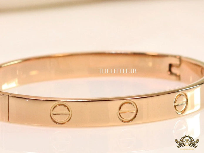 Men's rosegold all screws oval shaped openable bracelets
