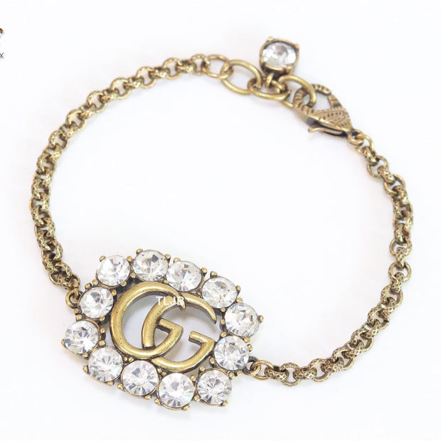 Double G rustic bracelet with stones