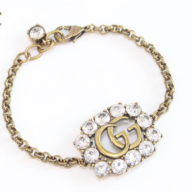 Double G rustic bracelet with stones