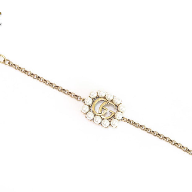 Double G rustic bracelet with pearls
