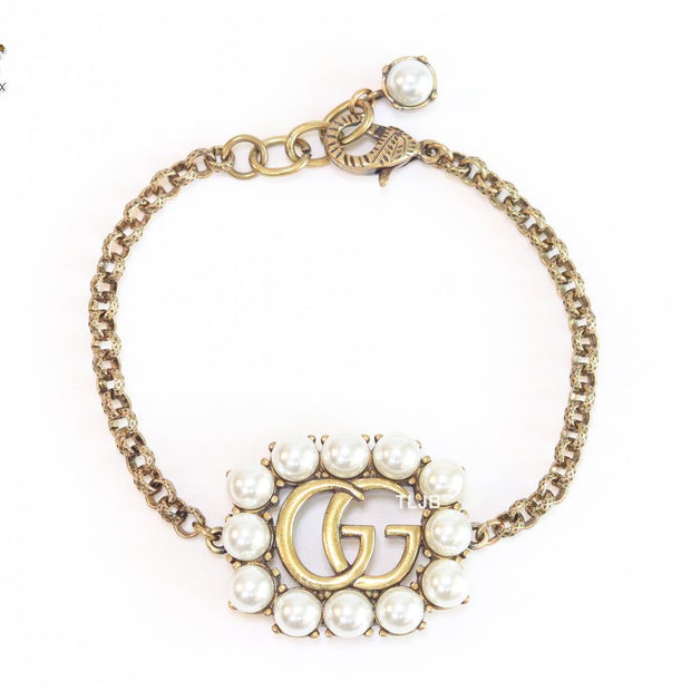 Double G rustic bracelet with pearls