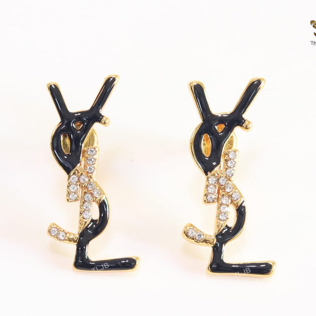 Alphabet Y & L black CZ studs