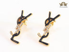 Alphabet Y & L black CZ studs