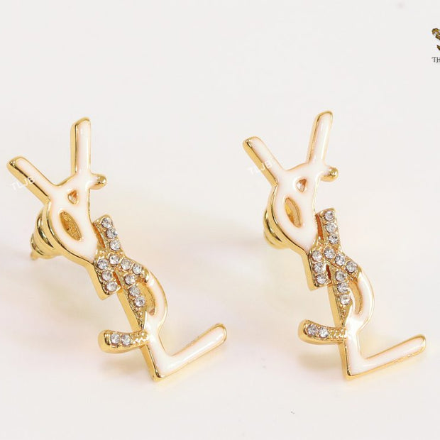 Alphabet Y & L  white cz studs