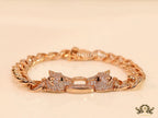 Men's Rose Gold plated cuban chain bracelet with cz panther motif