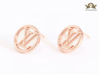 Alphabet L rose gold round studs 16 mm