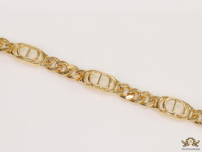 Gold plated CD motif chunky chain bracelet