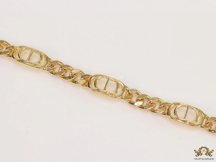 Gold plated CD motif chunky chain bracelet
